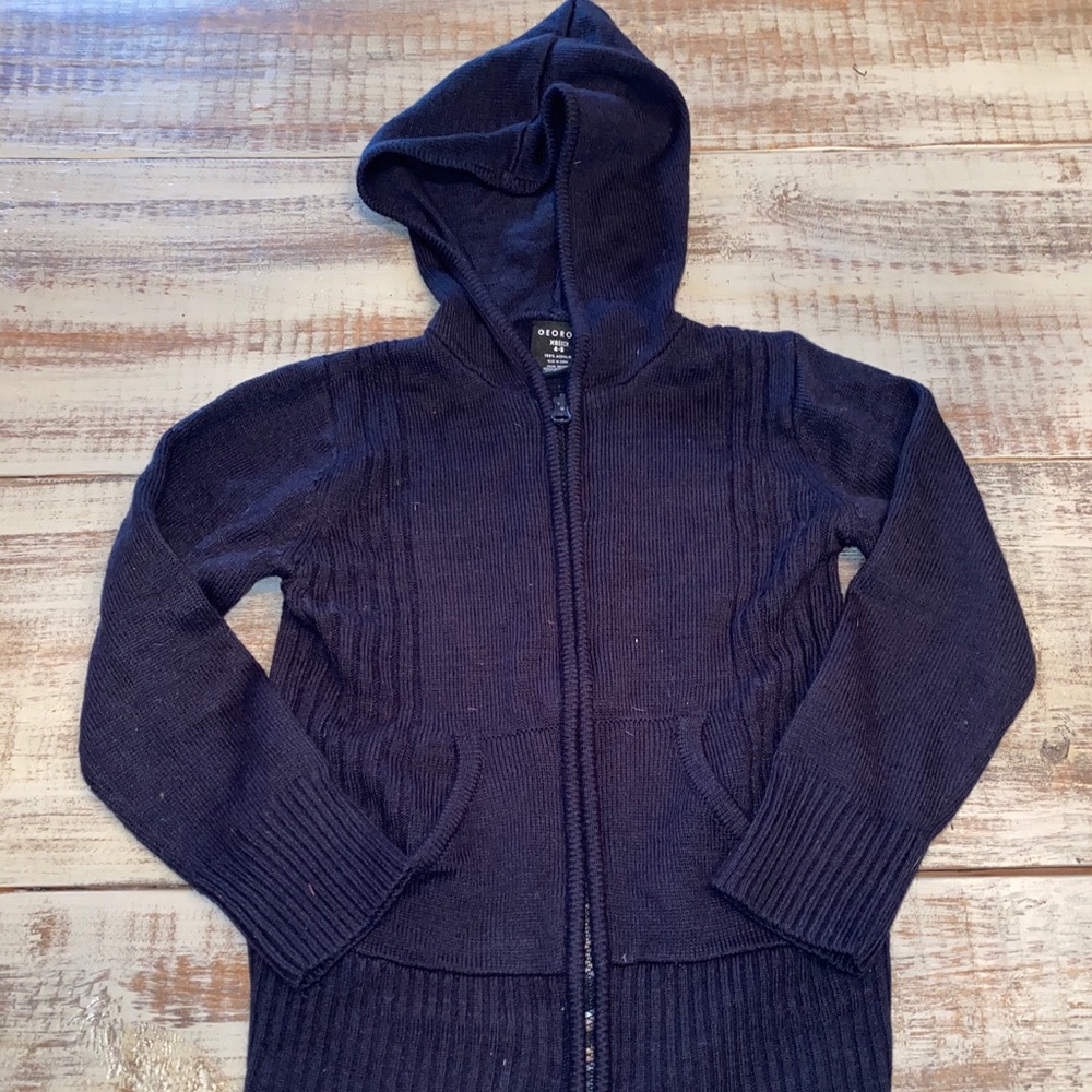 Navy Blue School Sweater with Hood